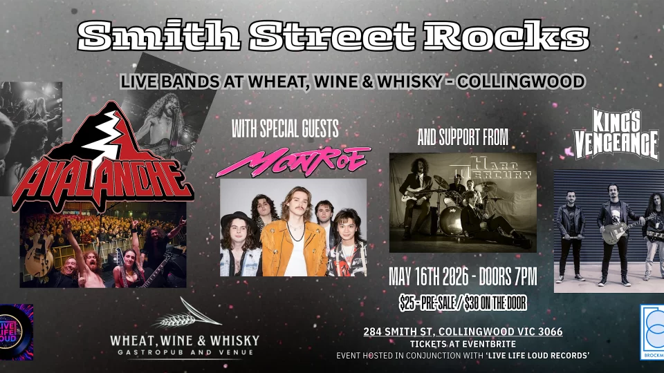 Smith Street Rocks – ft. ‘AVALANCHE’ with special guests ‘MONROE’ + more