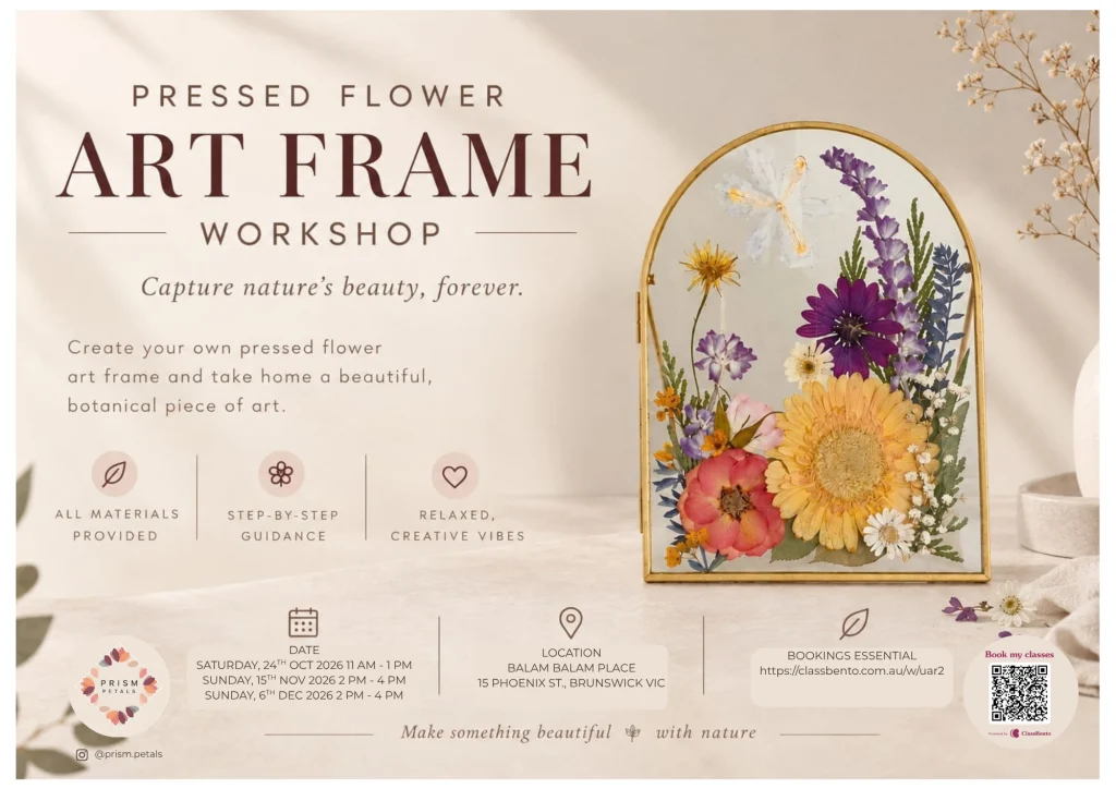 Pressed Flower Art Frame Workshop in Brunswick